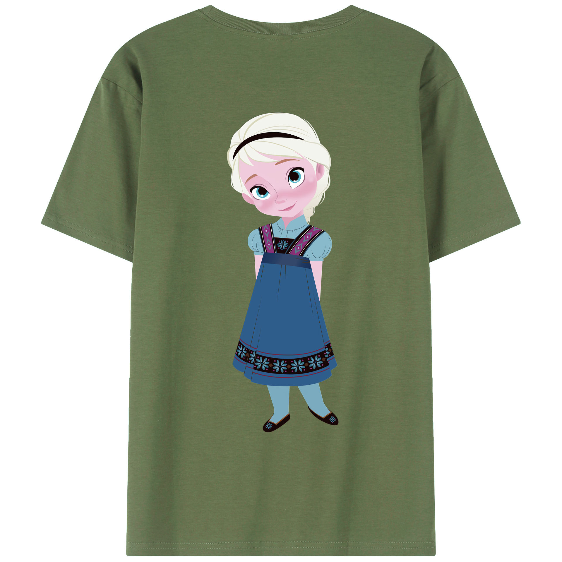 （画像用） アナと雪の女王 アンナ エルサ Frozen Anna Elsa 綿100％ メンズ半袖Tシャツ（バックプリント） 通気性